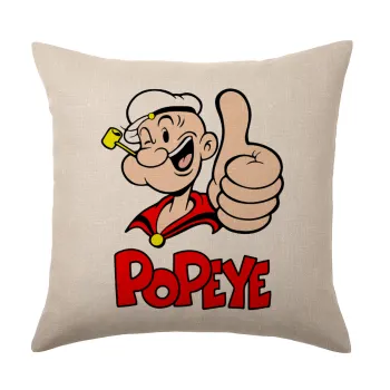 Popeye the sailor man, Μαξιλάρι καναπέ ΛΙΝΟ 40x40cm περιέχεται το  γέμισμα