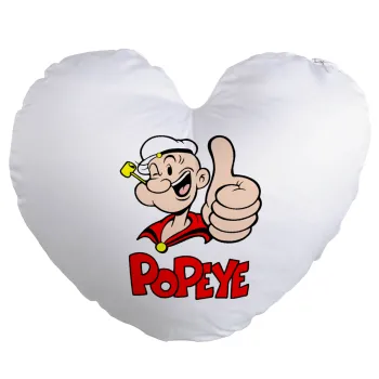 Popeye the sailor man, Μαξιλάρι καναπέ καρδιά 40x40cm περιέχεται το  γέμισμα