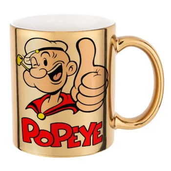 Popeye the sailor man, Mug ceramic, gold mirror, 330ml