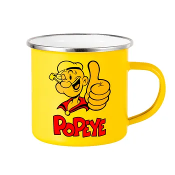 Popeye the sailor man, Κούπα Μεταλλική εμαγιέ Κίτρινη 360ml