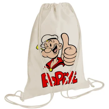 Popeye the sailor man, Τσάντα πλάτης πουγκί GYMBAG natural (28x40cm)