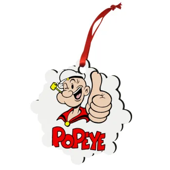 Popeye the sailor man, Christmas ornament snowflake wooden 7.5cm