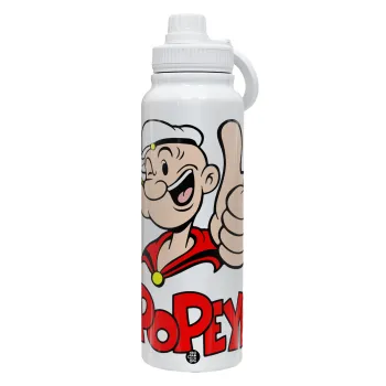 Popeye the sailor man, Θερμός 1L Ανοξείδωτο με Βάση Κινητού & Διπλά Τοιχώματα