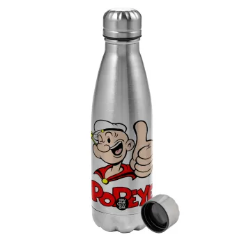 Popeye the sailor man, Metallic water bottle, stainless steel, 750ml