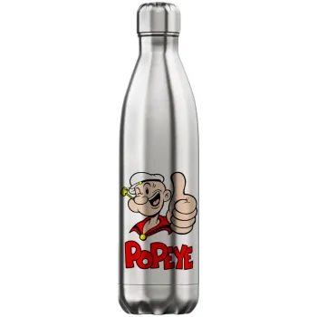 Popeye the sailor man, Μεταλλικό παγούρι θερμός Inox (Stainless steel), διπλού τοιχώματος, 750ml
