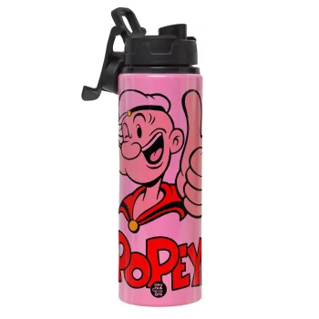 Popeye the sailor man, Μεταλλικό παγούρι νερού με καπάκι ασφαλείας, αλουμινίου 850ml