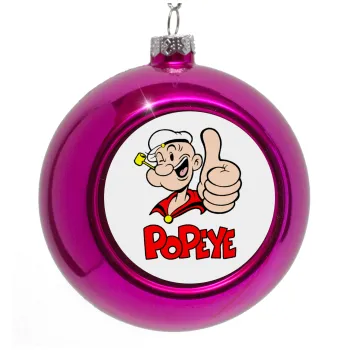 Popeye the sailor man, Purple Christmas tree ornament bauble 8cm