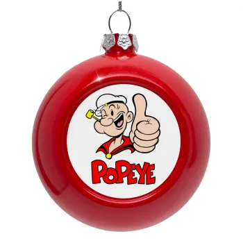 Popeye the sailor man, Red Christmas tree ornament bauble 8cm