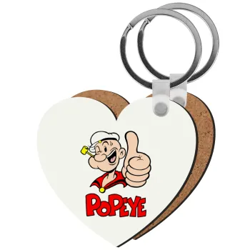 Popeye the sailor man, Μπρελόκ Ξύλινο καρδιά MDF