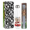 Easter candle, metallic white thermos bottle (500ml) & aromatic flat candle (30cm) (GRAY)