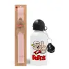 Easter Set, metallic aluminum bottle (500ml) & aromatic flat Easter candle (30cm) (PINK)