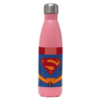 Superman flat, Metal mug thermos Pink Mat (Stainless steel), double wall, 500ml