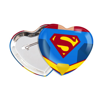 Superman flat, Κονκάρδα παραμάνα καρδιά (57x52mm)