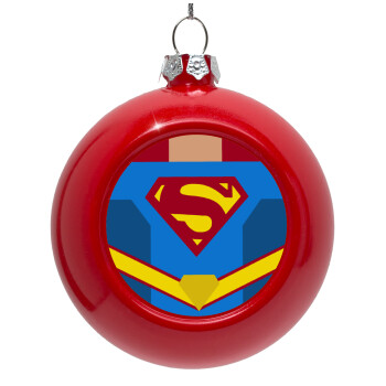 Superman flat, Red Christmas tree ornament bauble 8cm