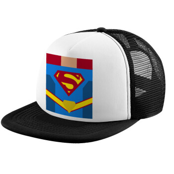 Superman flat, Καπέλο Soft Trucker με Δίχτυ Black/White 