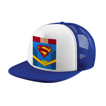 Superman flat, Καπέλο Ενηλίκων Soft Trucker με Δίχτυ Blue/White (POLYESTER, ΕΝΗΛΙΚΩΝ, UNISEX, ONE SIZE)