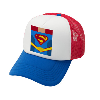 Superman flat, Καπέλο Soft Trucker με Δίχτυ Red/Blue/White 