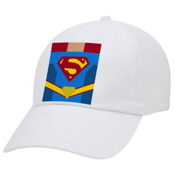 Superman flat, Καπέλο ενηλίκων Jockey Λευκό (snapback, 5-φύλλο, unisex)