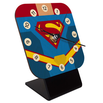 Superman flat, Quartz Table clock in natural wood (10cm)