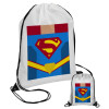 Superman flat, Τσάντα πουγκί με μαύρα κορδόνια 45χ35cm (1 τεμάχιο)