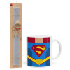 Superman flat, Πασχαλινό Σετ, Κούπα κεραμική (330ml) & πασχαλινή λαμπάδα αρωματική πλακέ (30cm) (ΓΚΡΙ)