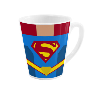 Superman flat, Κούπα κωνική Latte Λευκή, κεραμική, 300ml