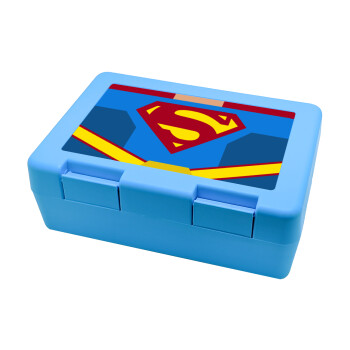 Superman flat, Children's cookie container LIGHT BLUE 185x128x65mm (BPA free plastic)