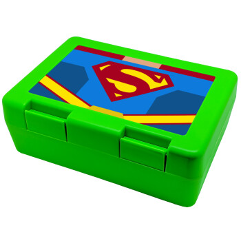 Superman flat, Παιδικό δοχείο κολατσιού ΠΡΑΣΙΝΟ 185x128x65mm (BPA free πλαστικό)