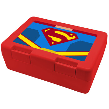 Superman flat, Children's cookie container RED 185x128x65mm (BPA free plastic)