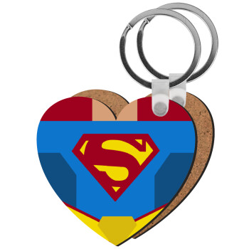 Superman flat, Μπρελόκ Ξύλινο καρδιά MDF