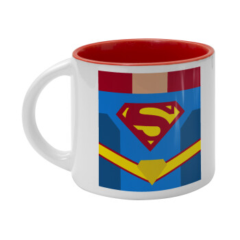 Superman flat, Κούπα κεραμική 400ml Λευκή/Κόκκινη