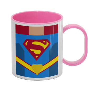 Superman flat, Κούπα (πλαστική) (BPA-FREE) Polymer Ροζ για παιδιά, 330ml