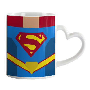 Superman flat, Mug heart handle, ceramic, 330ml
