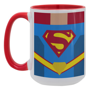 Superman flat, Κούπα Mega 15oz, κεραμική Κόκκινη, 450ml