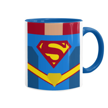 Superman flat, Mug colored blue, ceramic, 330ml