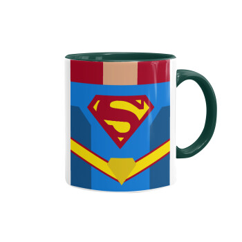 Superman flat, Mug colored green, ceramic, 330ml
