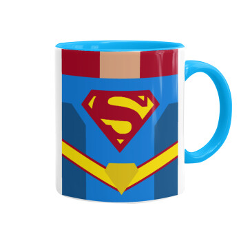 Superman flat, Mug colored light blue, ceramic, 330ml