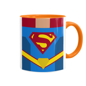 Superman flat, Mug colored orange, ceramic, 330ml
