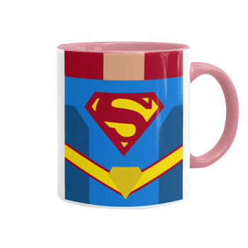Superman flat, Mug colored pink, ceramic, 330ml