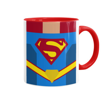 Superman flat, Mug colored red, ceramic, 330ml