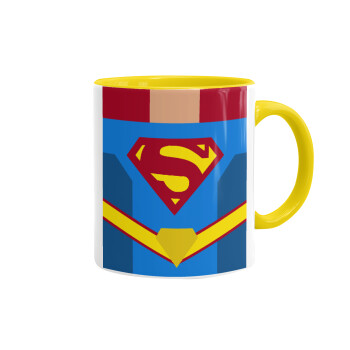 Superman flat, Mug colored yellow, ceramic, 330ml