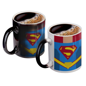 Superman flat, Color changing magic Mug, ceramic, 330ml when adding hot liquid inside, the black colour desappears (1 pcs)
