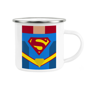 Superman flat, Metallic enamel cup white 360ml