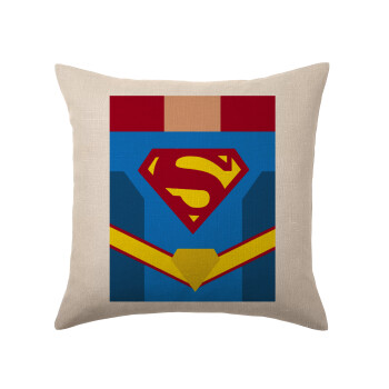 Superman flat, Μαξιλάρι καναπέ ΛΙΝΟ 40x40cm περιέχεται το  γέμισμα