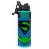 Metallic water bottle with safety lid, 850ml aluminum