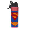 Metallic water bottle with safety lid, 850ml aluminum