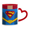 Mug heart red handle, ceramic, 330ml