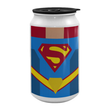 Superman flat, Κούπα ταξιδιού μεταλλική με καπάκι (tin-can) 500ml