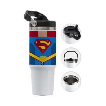 Superman flat, Θερμός Ανοξείδωτο 30oz με χερούλι
