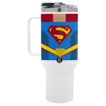 Superman flat, Mega Stainless steel Tumbler with lid, double wall 1,2L